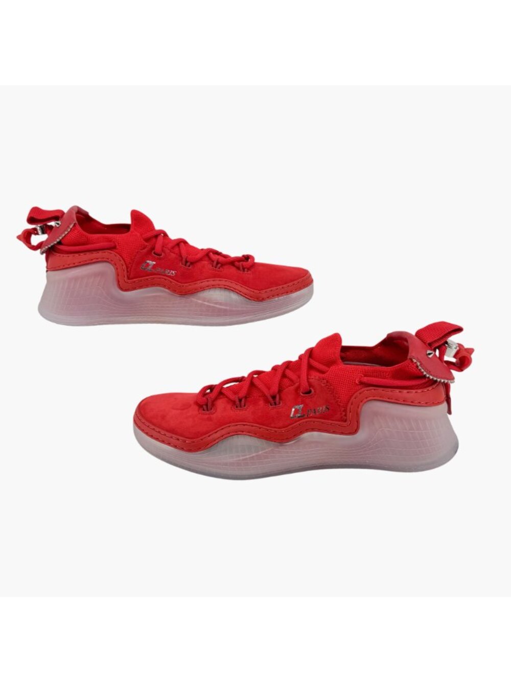 Louboutin Arpoador Drawstring Sock Sneaker Red Suede Size 40 US 10 Women Low Top - Picture 7 of 15